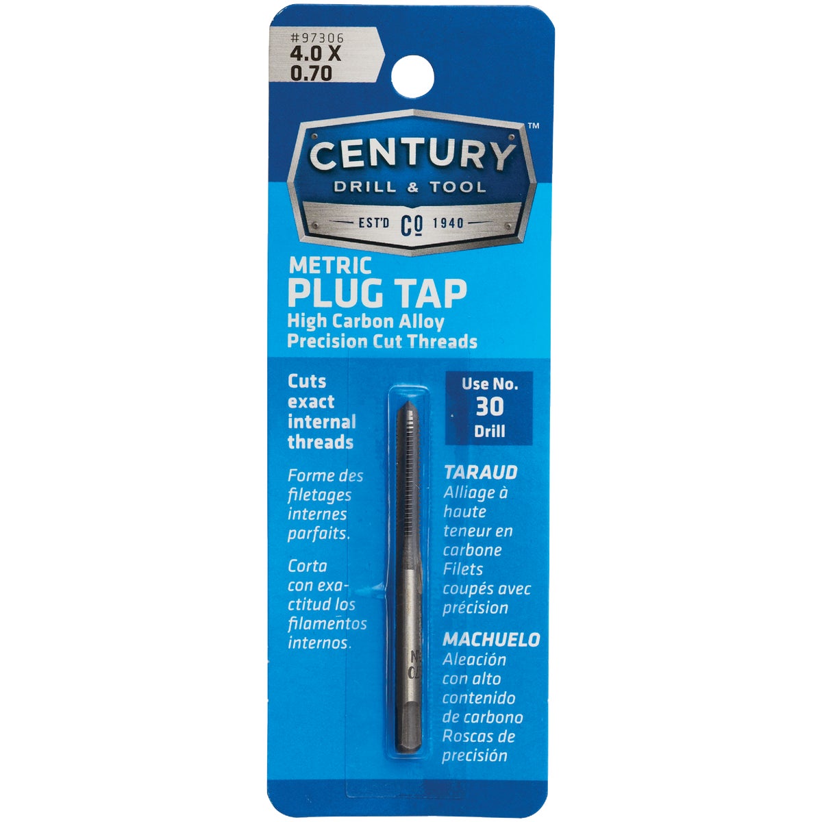Century Drill & Tool 4.0x0.70 Carbon Steel Metric Tap Image 1
