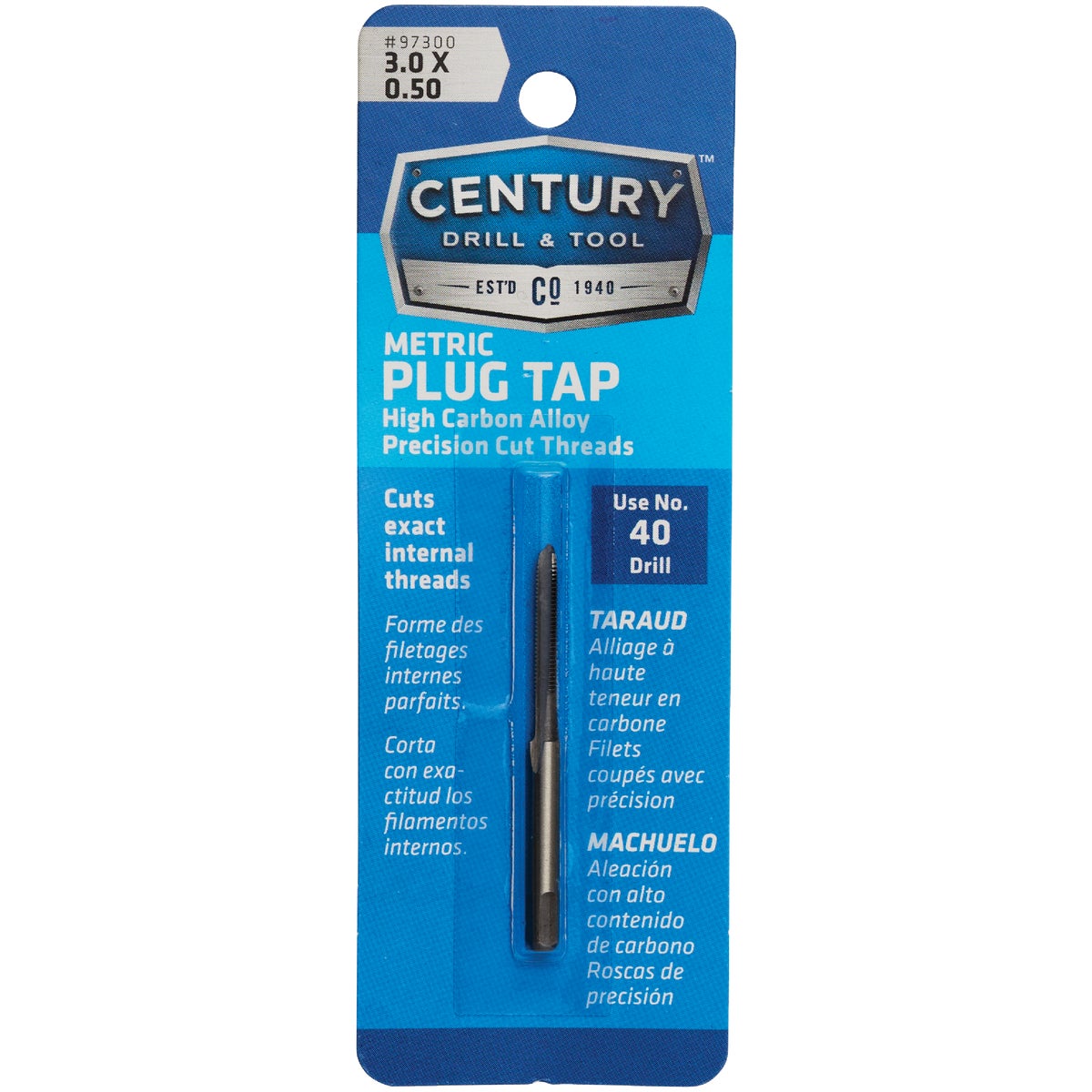 Century Drill & Tool 3.0x0.50 Carbon Steel Metric Tap Image 1