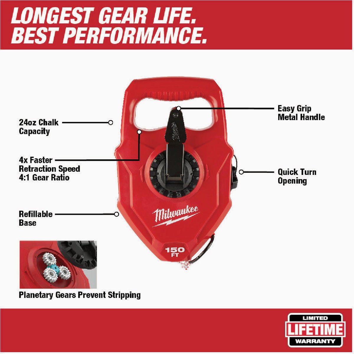 Milwaukee Extra Bold 150 Ft. Chalk Reel Image 2