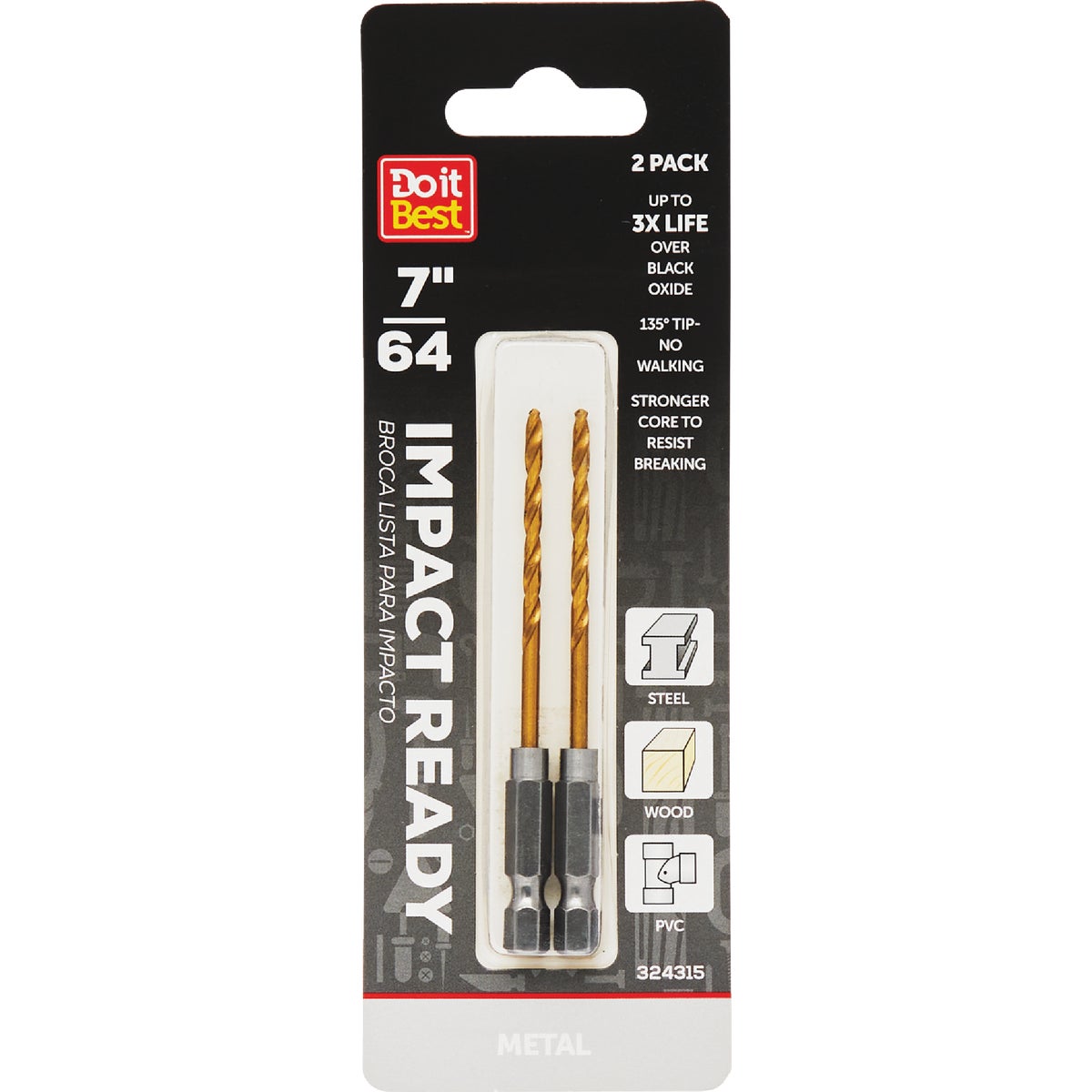 Do it Best 7/64 In. Impact Ready Titanium Hex Shank Drill Bit (2-Pack)