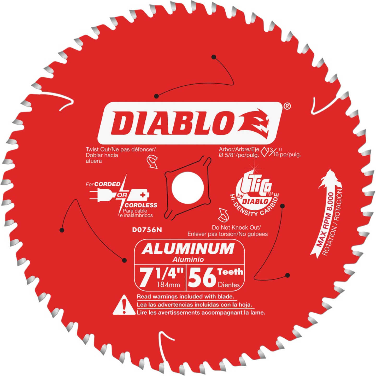 Diablo 7-1/4 In. 56-Tooth Aluminum Circular Saw Blade, Bulk Image 1