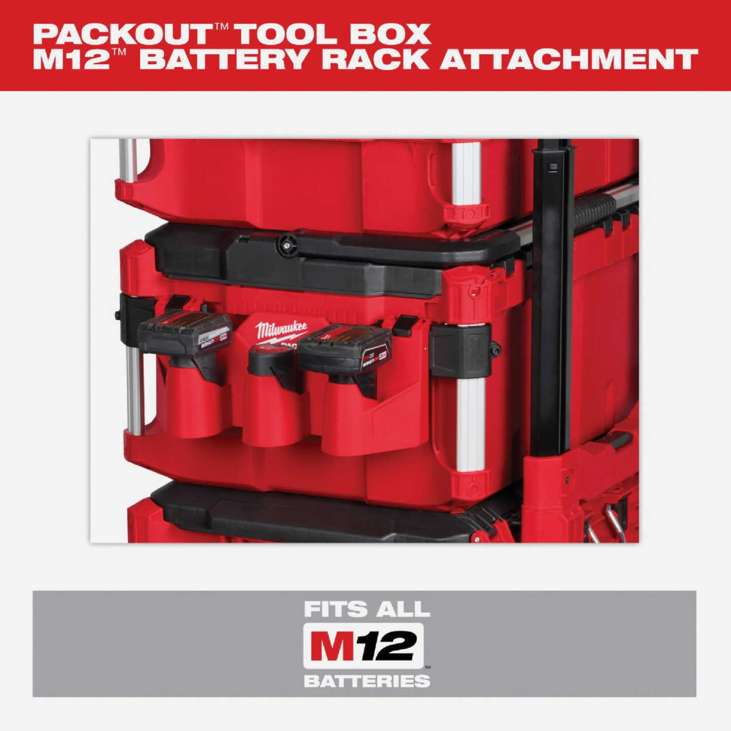 Milwaukee PACKOUT Tool Box M12 Battery Rack Attachment Image 6