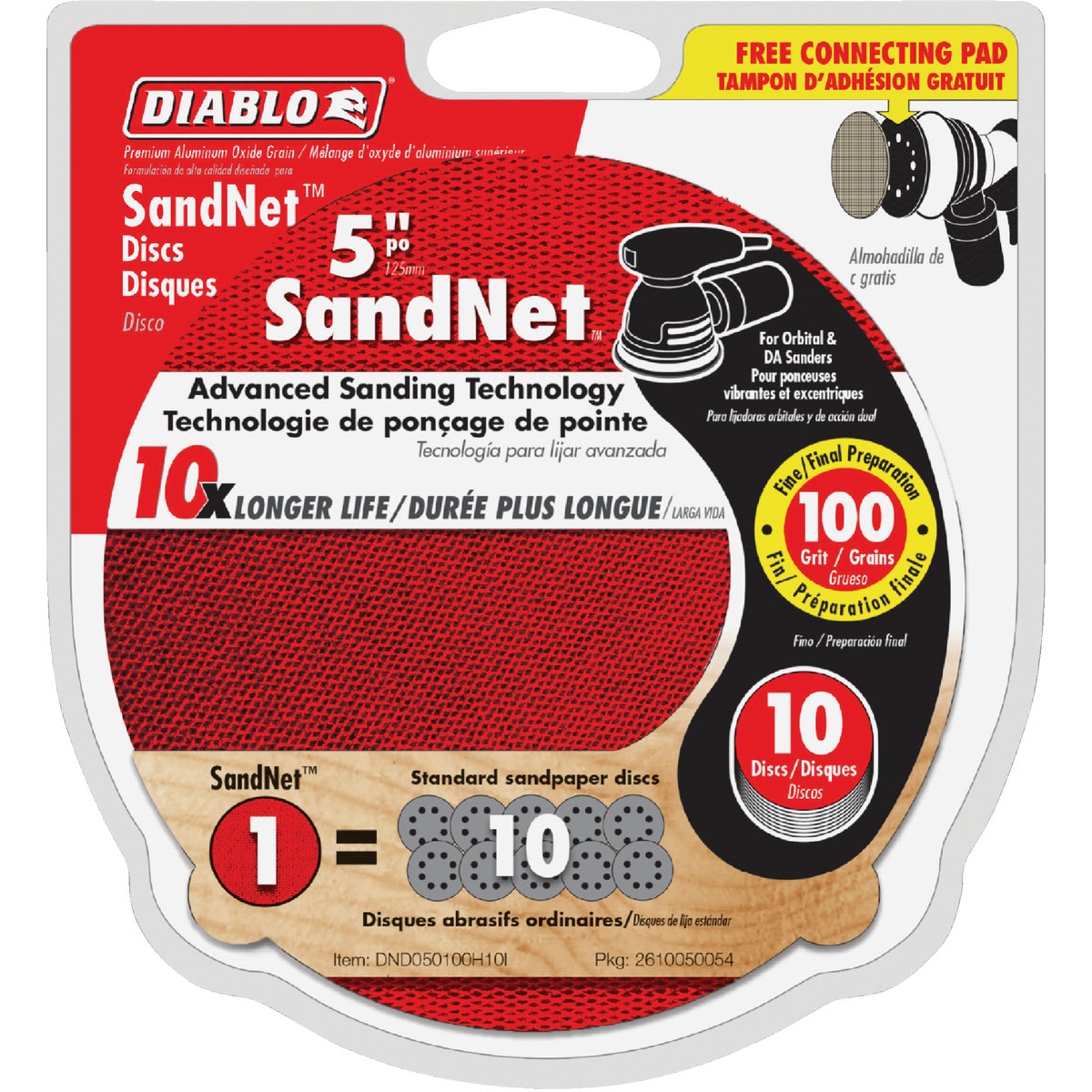 Diablo SandNet 5 In. 100 Grit Sanding Disc with Connection Pad (10-Pack) Image 1