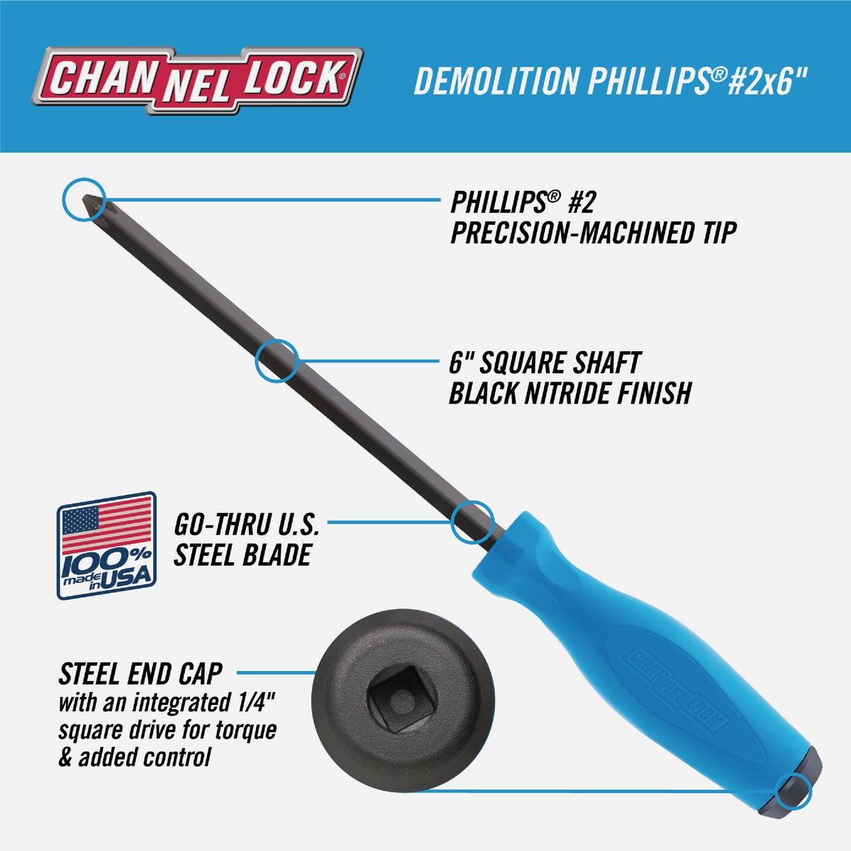 Channellock #2 x 6 In. Demolition Phillips Screwdriver Image 2