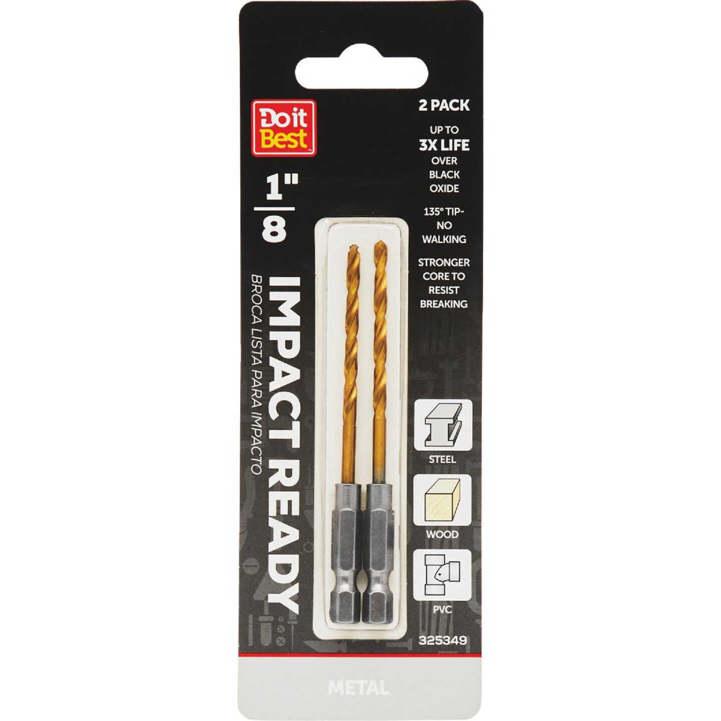 Do it Best 1/8 In. Impact Ready Titanium Hex Shank Drill Bit (2-Pack) Image 1