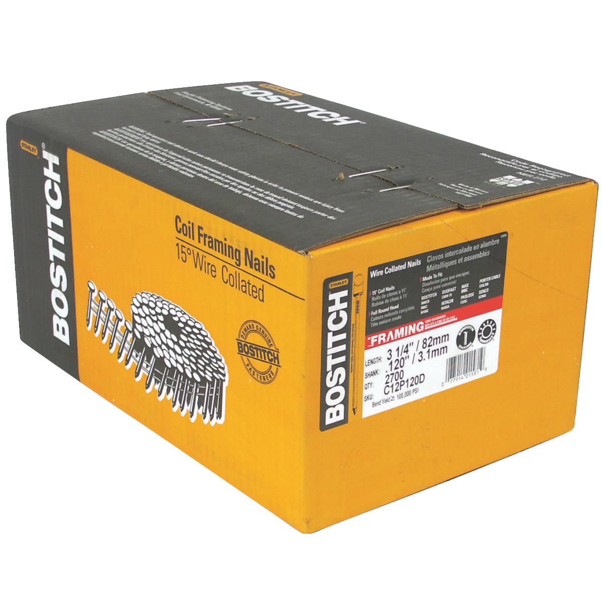 Bostitch 15 Degree Galvanized Coil Framing Nail, 3 In. x .120 In. (2700-Pack) Image 1