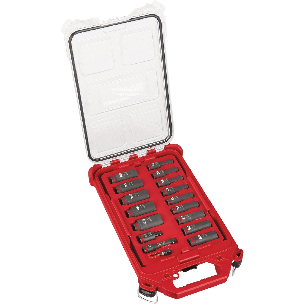 Milwaukee SHOCKWAVE Standard 3/8 In. Drive 6-Point Deep Impact Driver Set with PACKOUT Organizer (17-Piece)