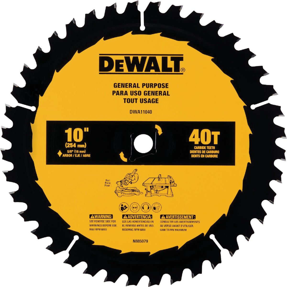 DEWALT 10 In. 40-Tooth General Purpose Circular Saw Blade Image 1
