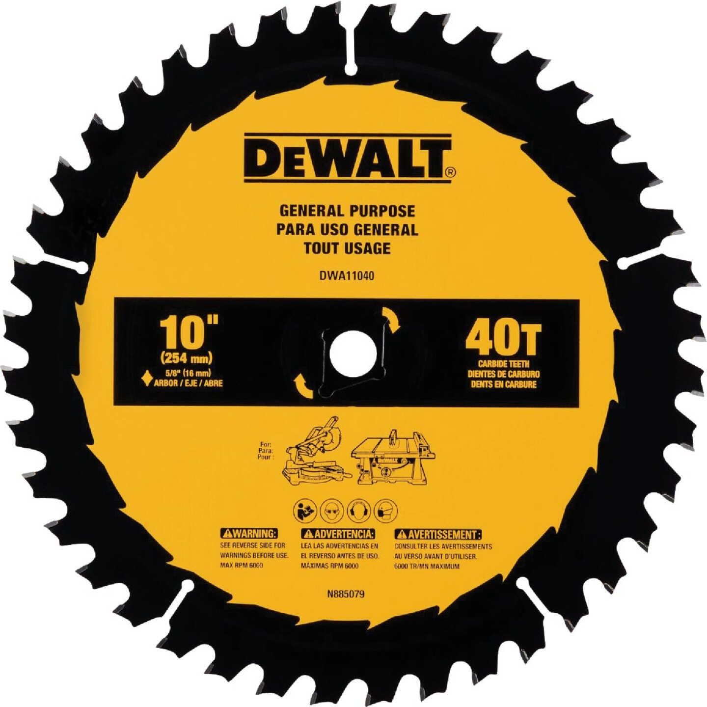 DEWALT 10 In. 40-Tooth General Purpose Circular Saw Blade Image 1