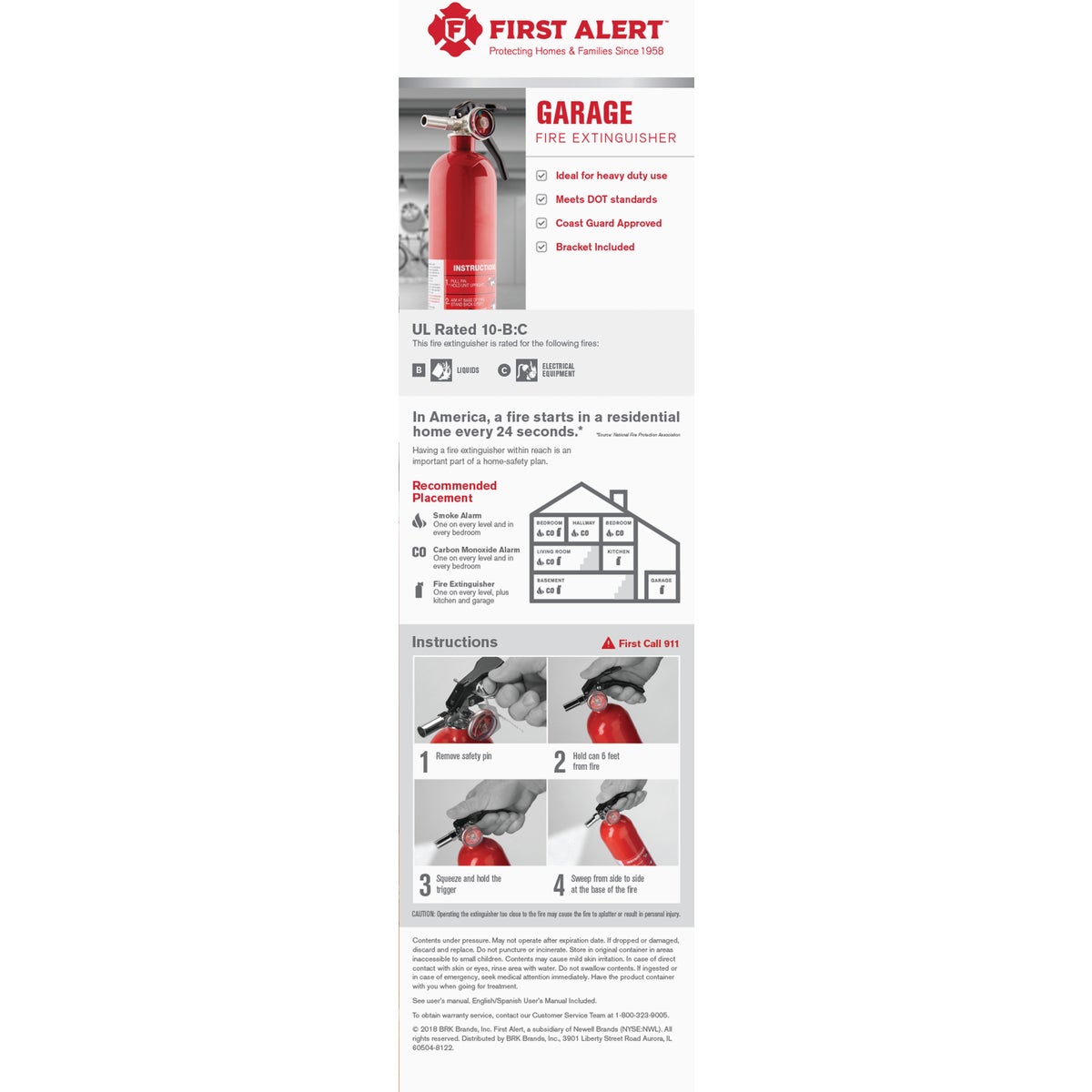 First Alert 10-B:C Rechargeable Garage Fire Extinguisher Image 3