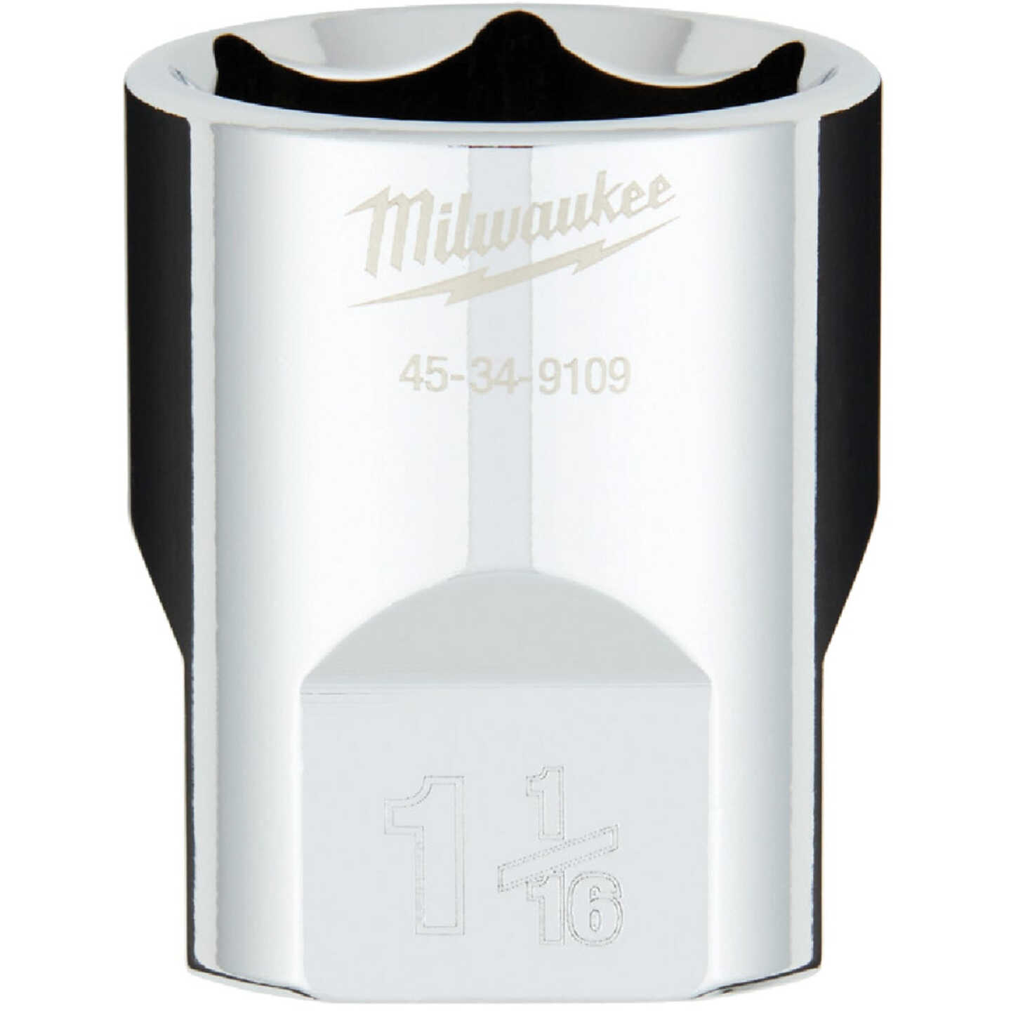 Milwaukee 1/2 In. Drive 1-1/16 In. 6-Point Shallow Standard Socket with FOUR FLAT Sides Image 1