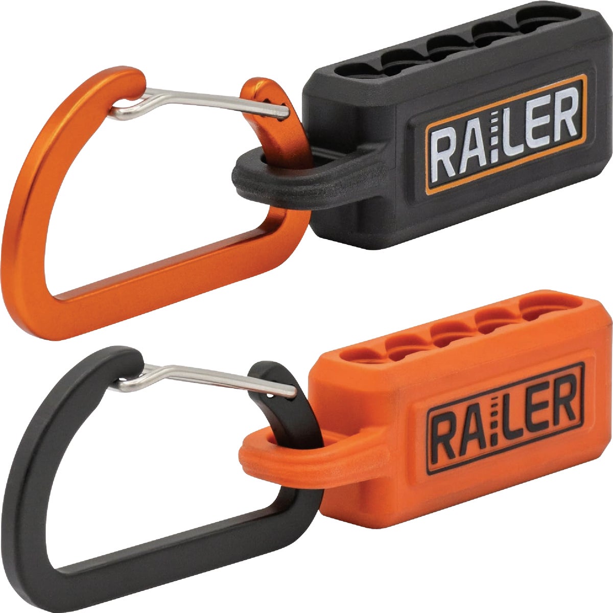 Railer 5-Hole Micro Bitrail Orange & Black Bit Holder with Carabiner (2-Pack)