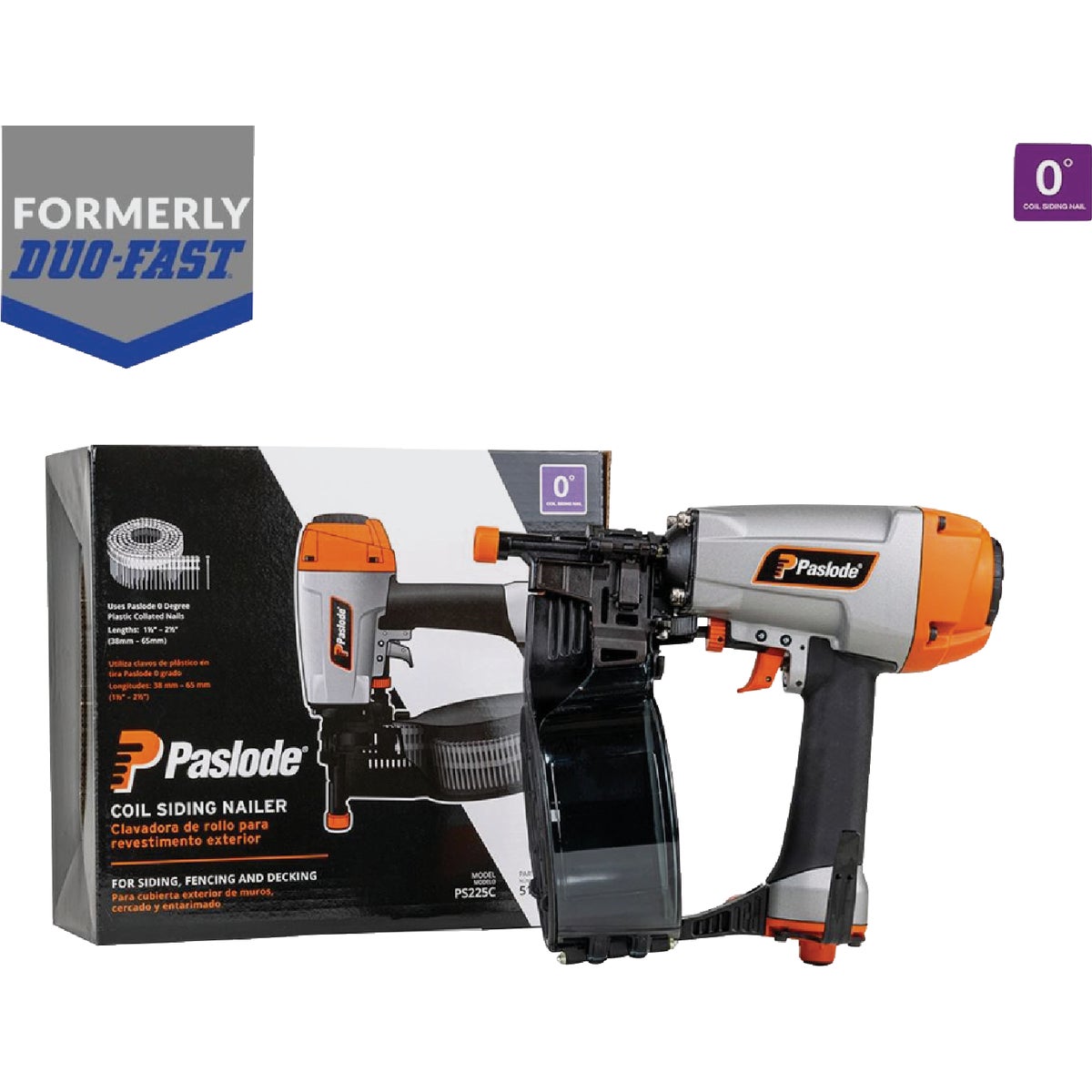 Paslode 0 Degree 2-1/4 In. Pneumatic Coil Siding Nailer Image 2