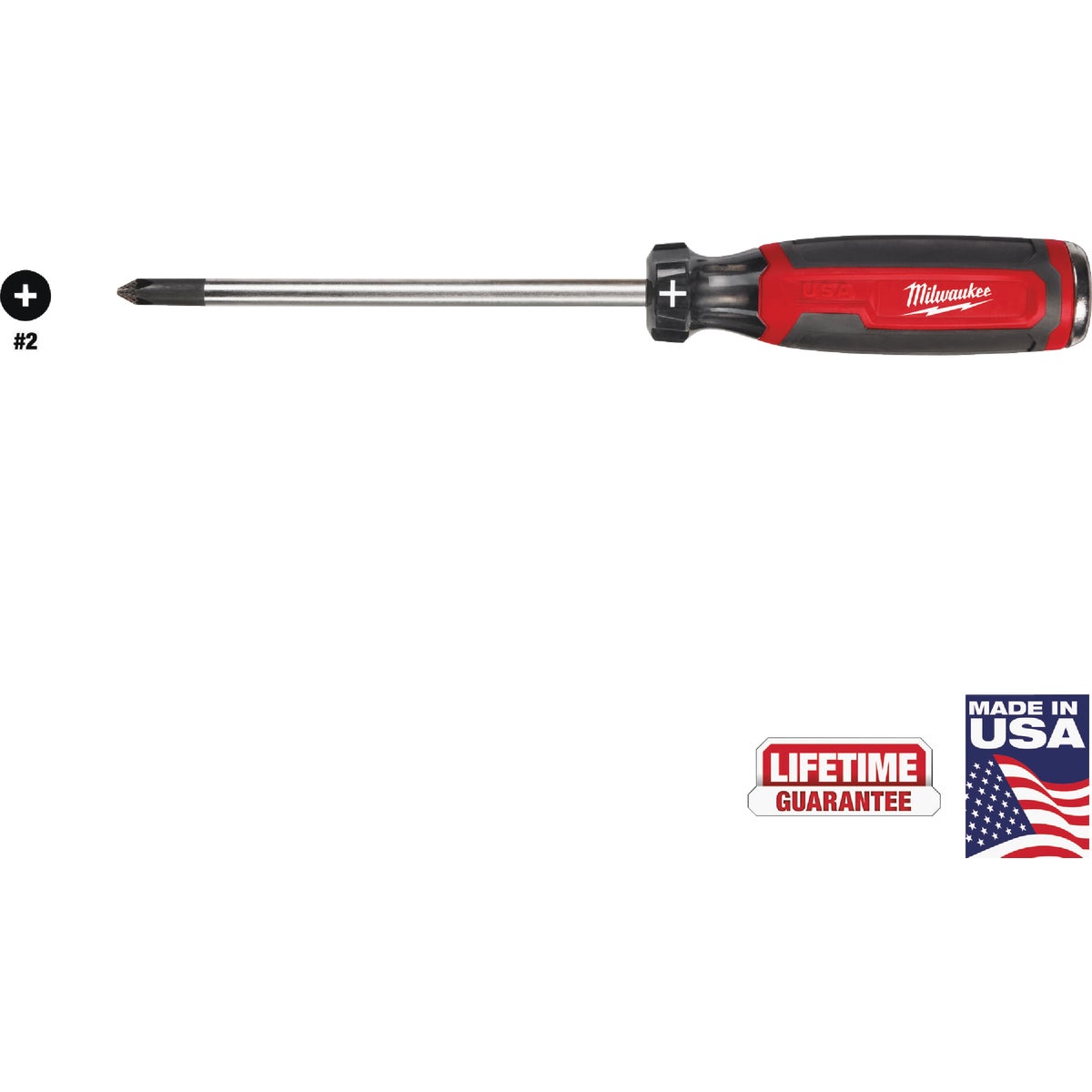 Milwaukee #2 x 6 In. Phillips Demolition Screwdriver with Cushion Grip Image 1