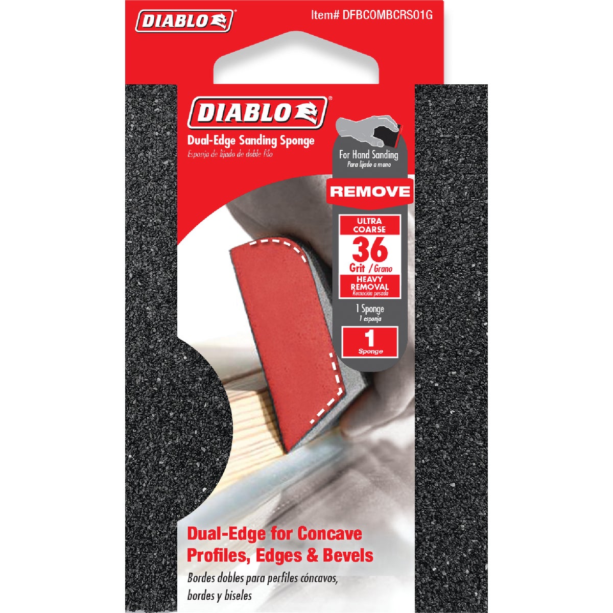 Diablo 2-1/2 In. x 4 In. x 1 In. 36 Grit (Ultra Coarse) Dual-Edge Sanding Sponge Image 2