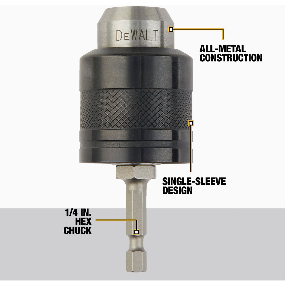 DEWALT 1/4 In. Quick Connect to 3/8 In. Keyless Impact Chuck Adapter Image 2