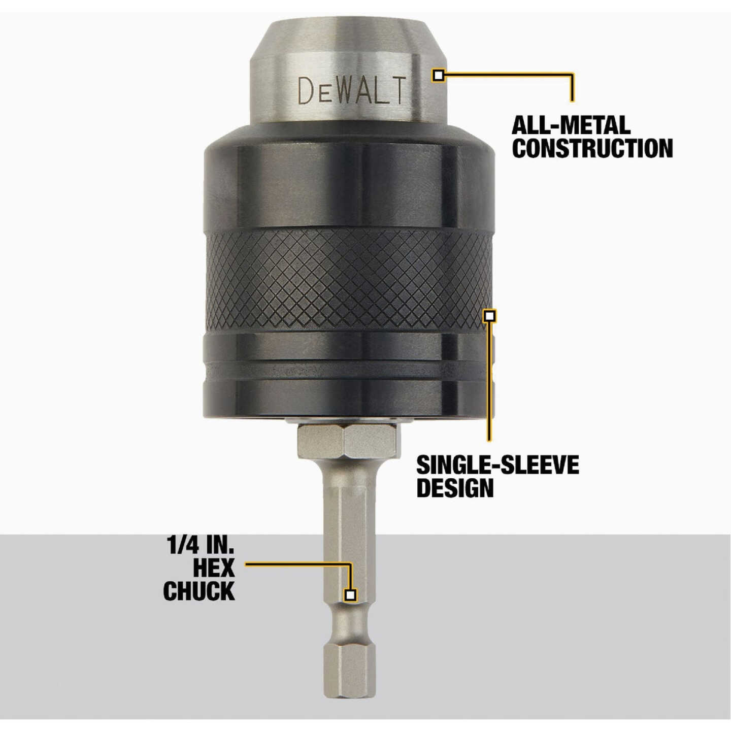 DEWALT 1/4 In. Quick Connect to 3/8 In. Keyless Impact Chuck Adapter Image 2