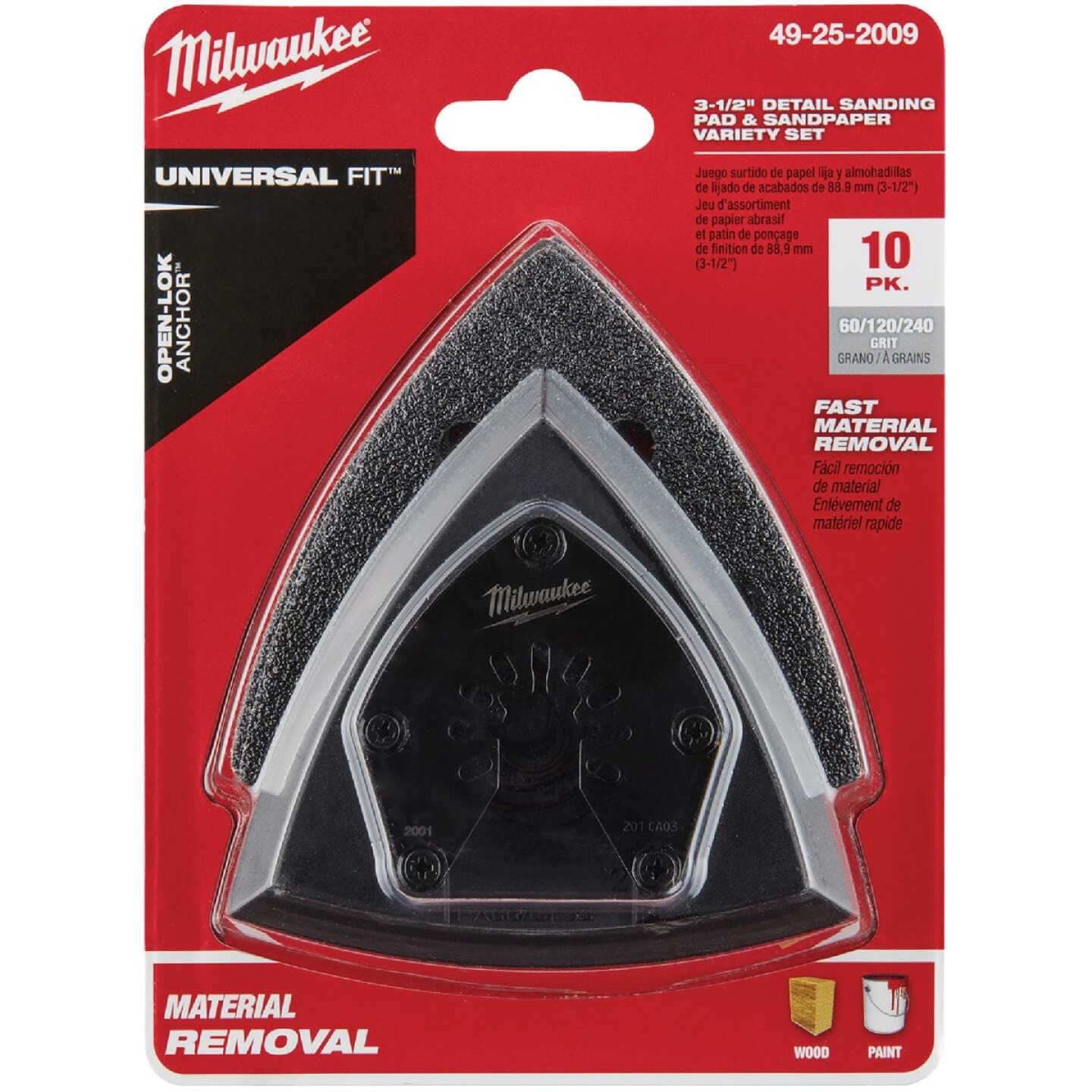 Milwaukee OPEN-LOK 3-1/2 In. 60/120/240 Grit Pad & Sanding Variety Pack (10-Pack) Image 3