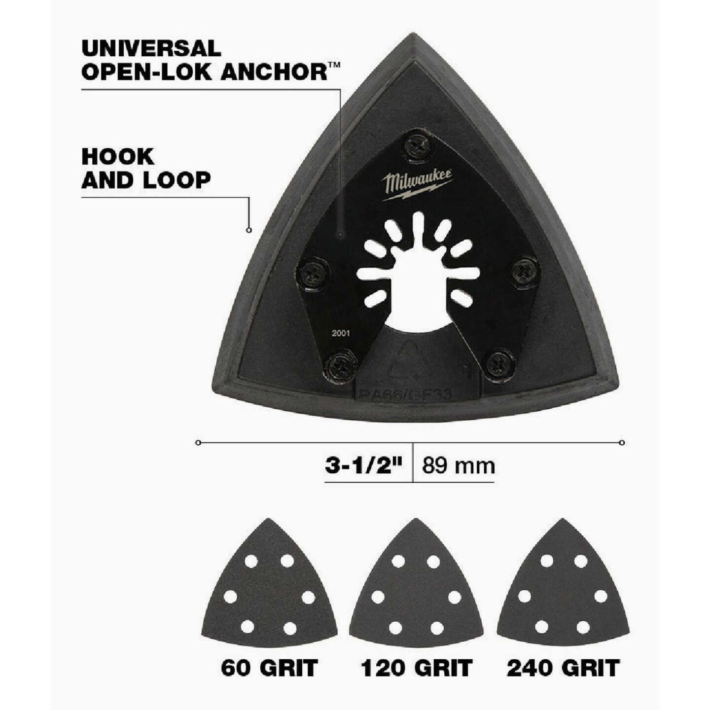 Milwaukee OPEN-LOK 3-1/2 In. 60/120/240 Grit Pad & Sanding Variety Pack (10-Pack) Image 2