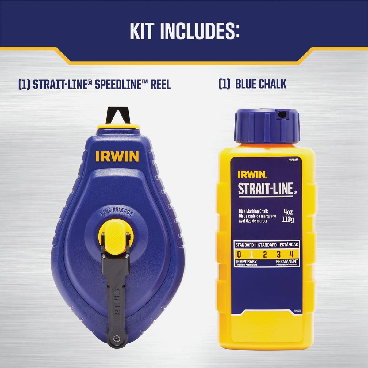 Irwin STRAIT-LINE Speed-Line 100 Ft. Chalk Line Reel and Chalk, Blue Image 2