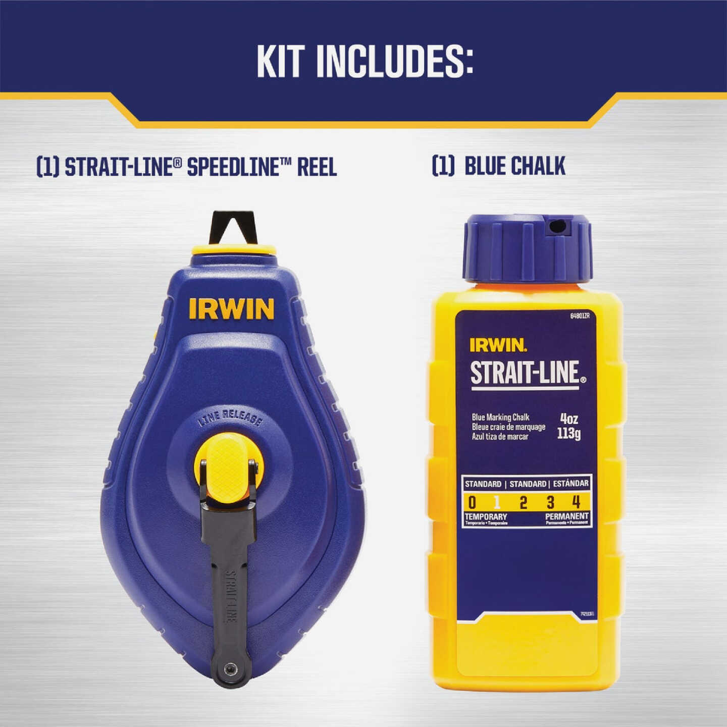 Irwin STRAIT-LINE Speed-Line 100 Ft. Chalk Line Reel and Chalk, Blue Image 2