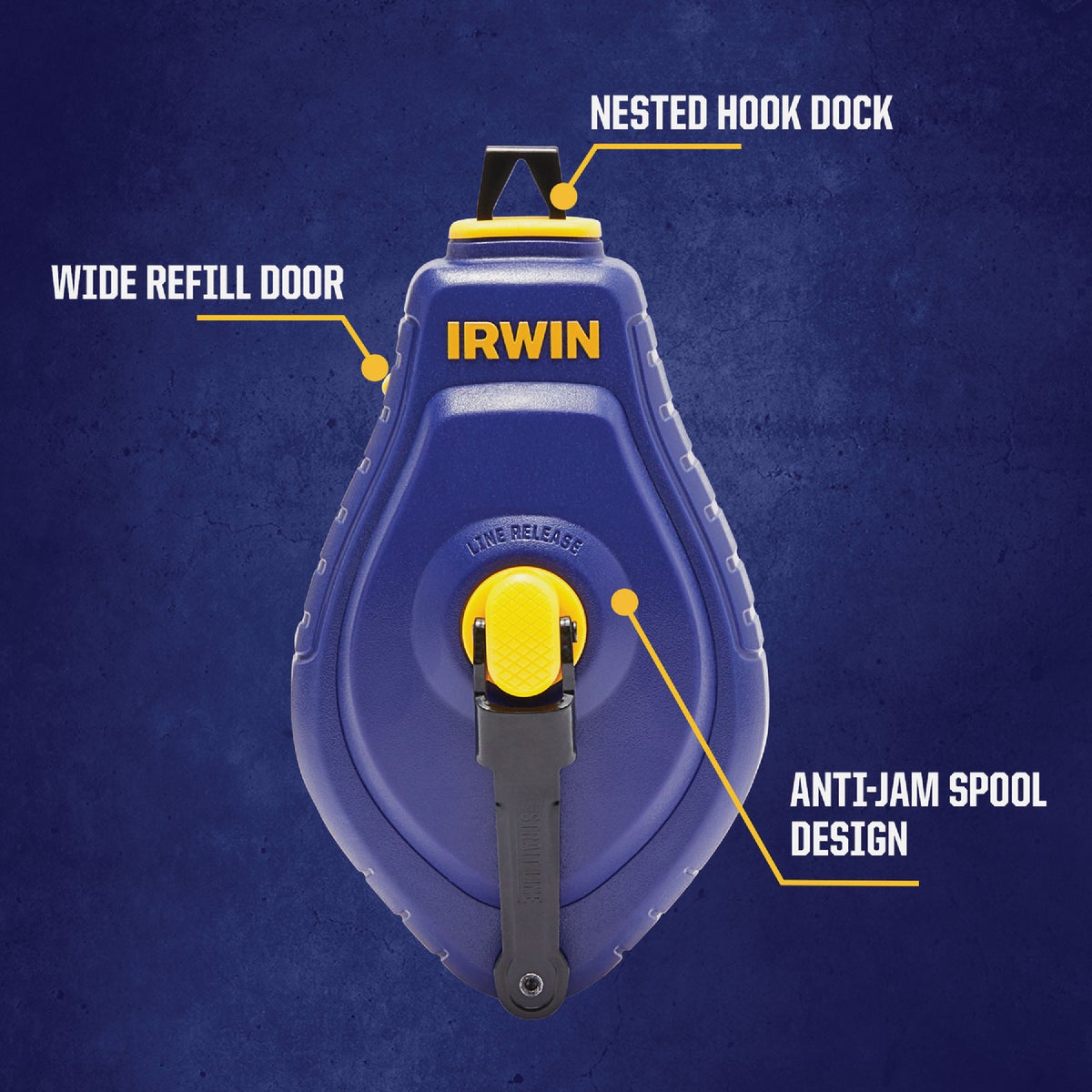 Irwin STRAIT-LINE Speed-Line 100 Ft. Chalk Line Reel and Chalk, Blue Image 3