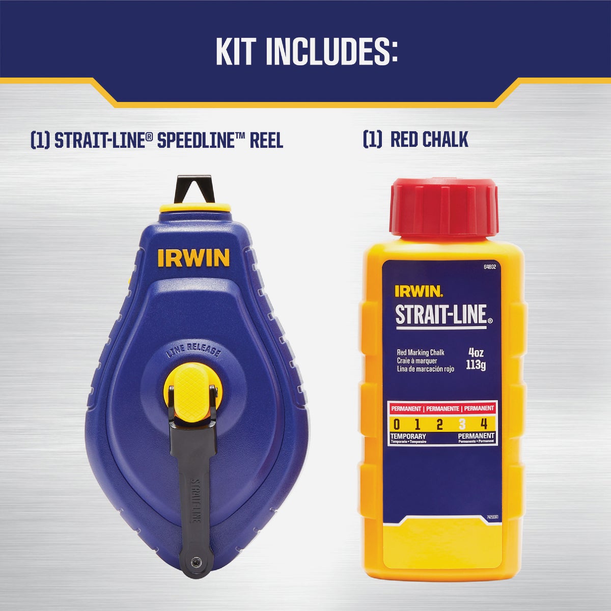 Irwin STRAIT-LINE Speed-Line 100 Ft. Chalk Line Reel and Chalk, Red Image 2