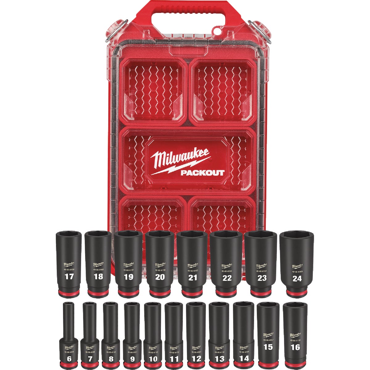 Milwaukee SHOCKWAVE Metric 3/8 In. Drive 6-Point Deep Impact Driver Set with PACKOUT Organizer (19-Piece) Image 6