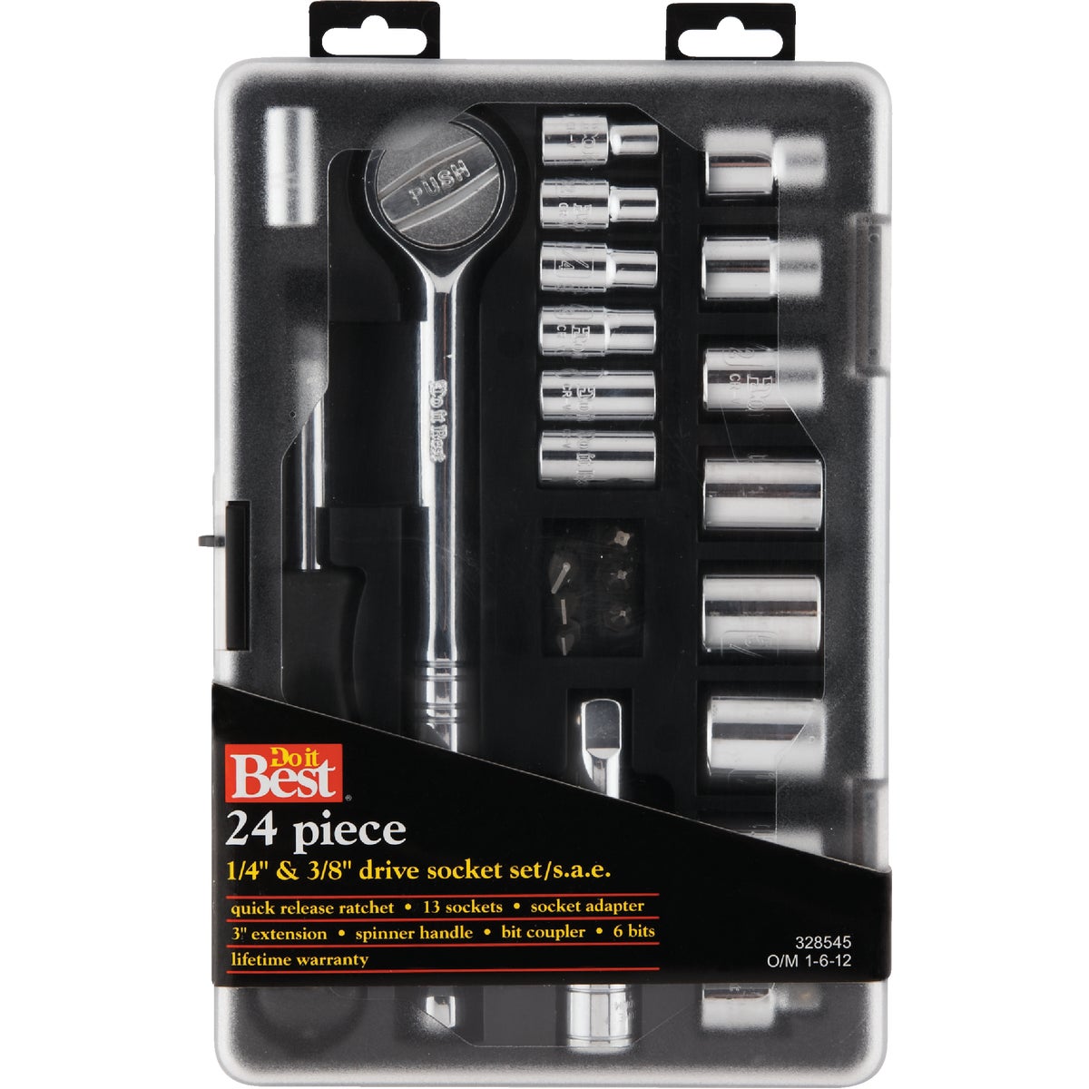 Do it Best Standard 1/4 In. and 3/8 In. Drive 6-Point Shallow Ratchet & Socket Set (24-Piece) Image 2