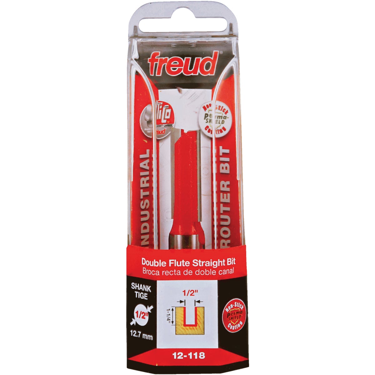 Freud 1/2 In. x 1-1/4 In. Double Flute Eclipse Grind Straight Router Bit