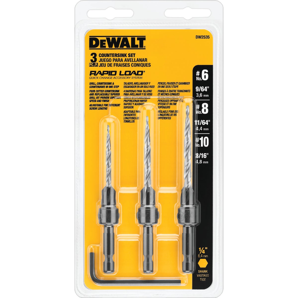 DeWalt 3-Piece Rapid Load Countersink Bit Set Image 7