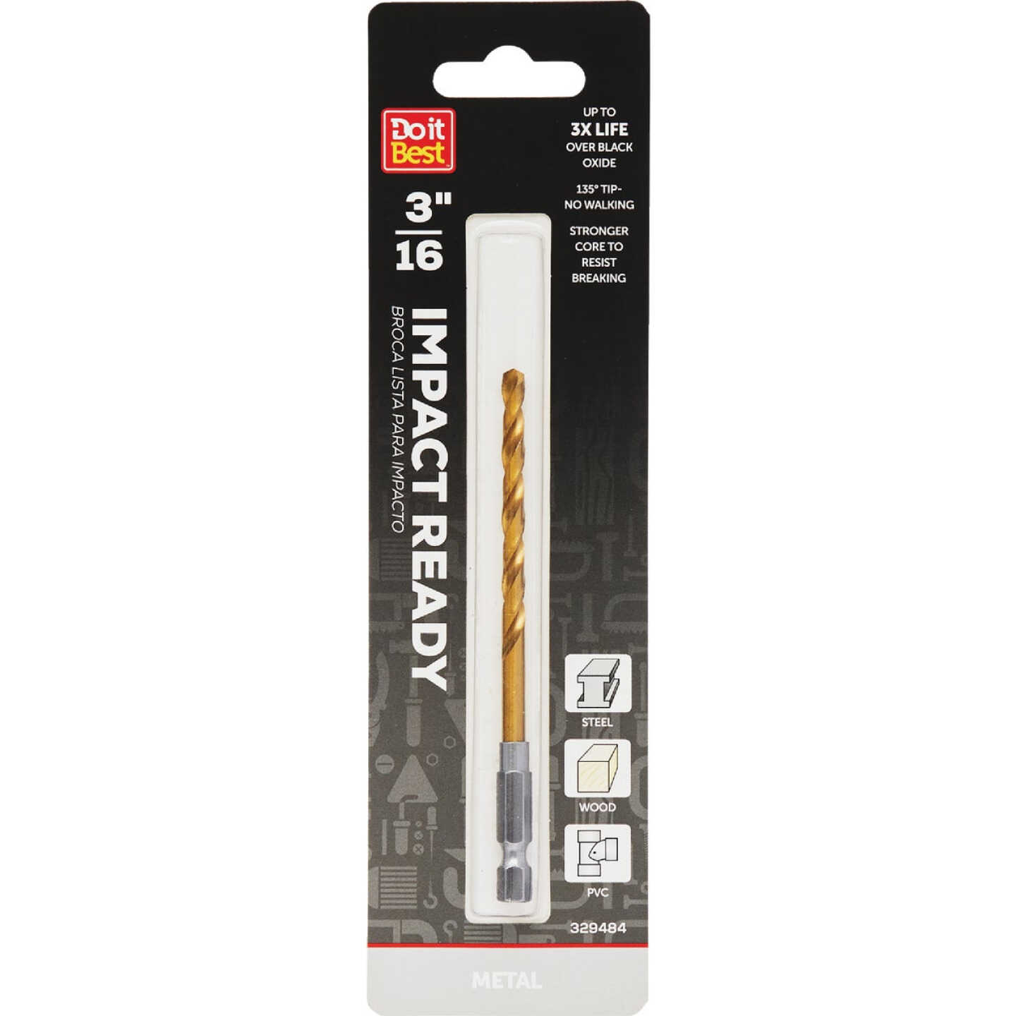 Do it Best 3/16 In. Impact Ready Titanium Hex Shank Drill Bit Image 1