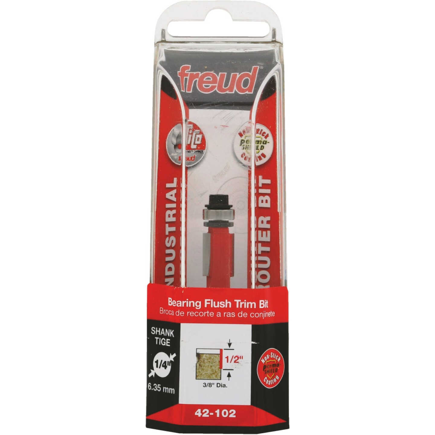 Freud 3/8 In. x 1/2 In. 2-Cutter Flush Trim Router Bit Image 1