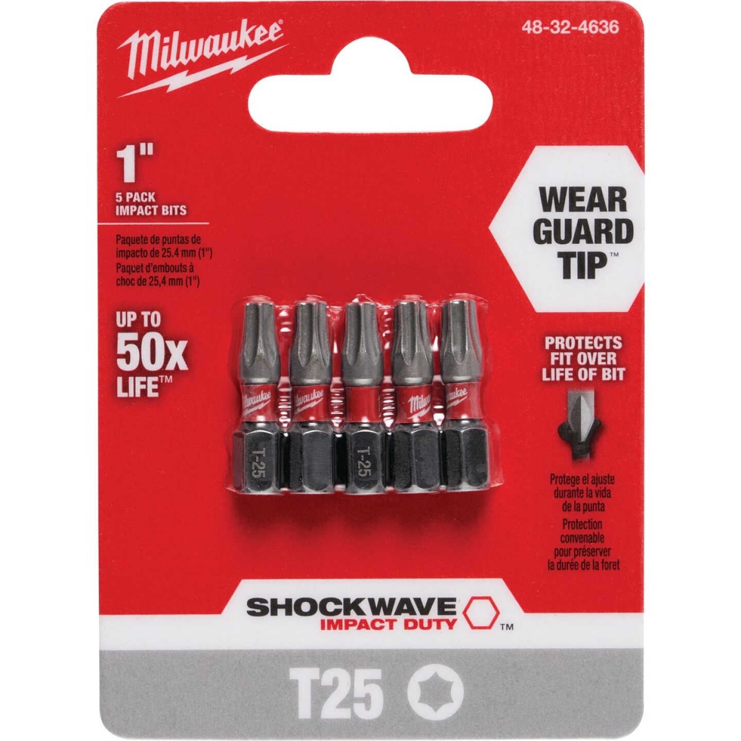 Milwaukee SHOCKWAVE T25 TORX Insert Impact Screwdriver Bit (5-Pack) Image 1