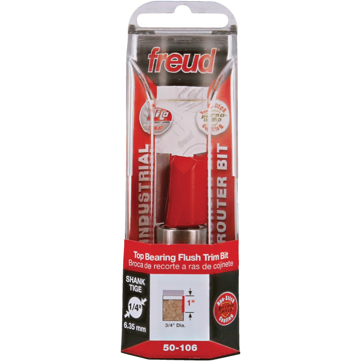 Freud 3/4 In. x 1 In. Top Bearing Flush Trim Router Bit with 1/4 In. Shank