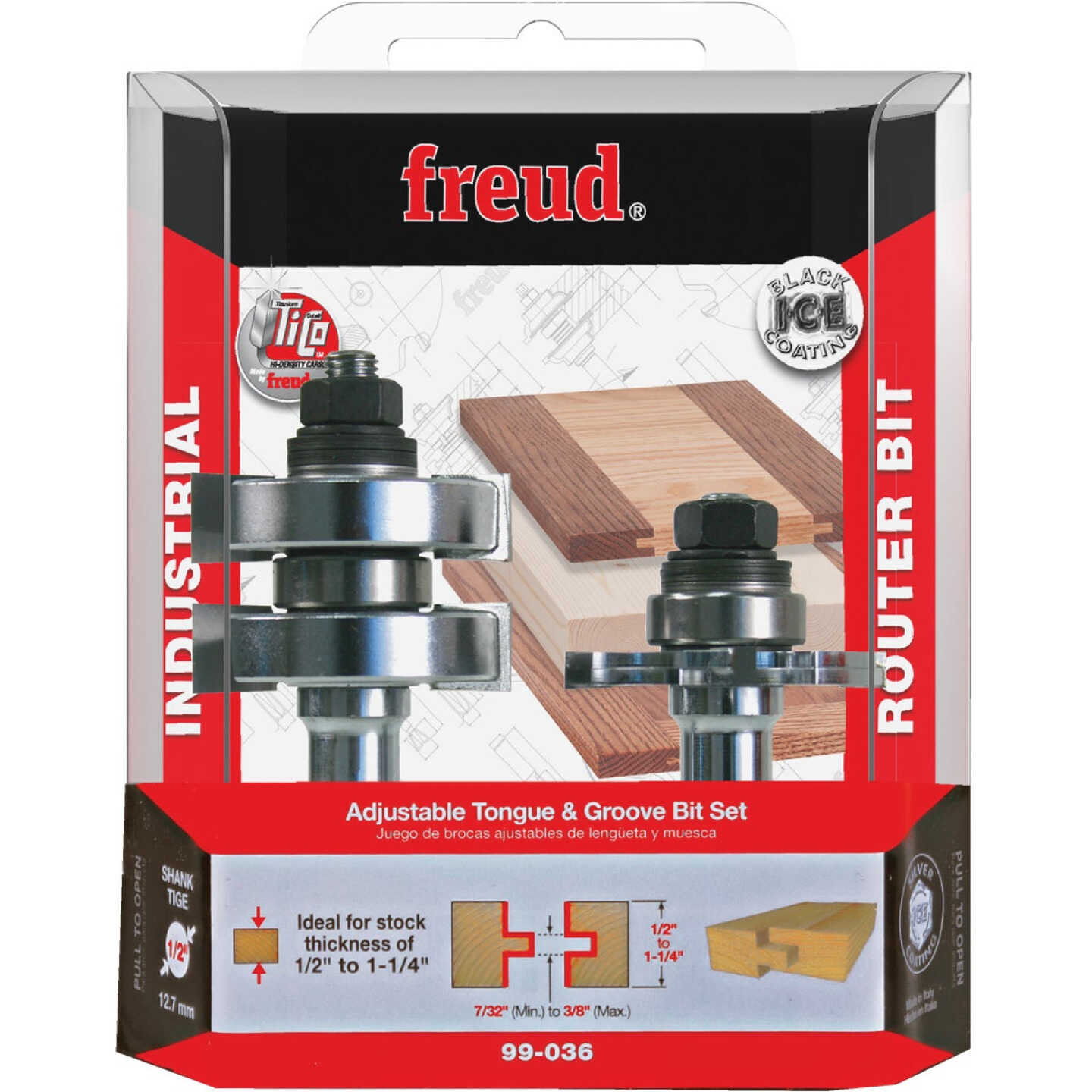 Freud 1-3/4 In. Adjustable Tongue & Groove Router Bit Set Image 1