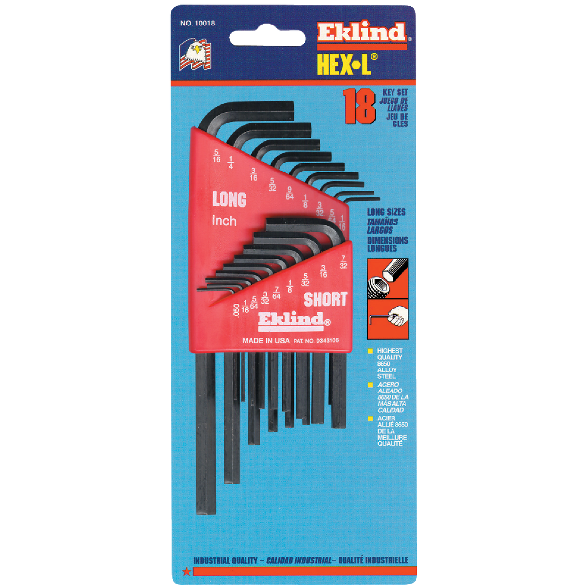 Eklind Combination Hex Key Set, 18-Piece Image 1