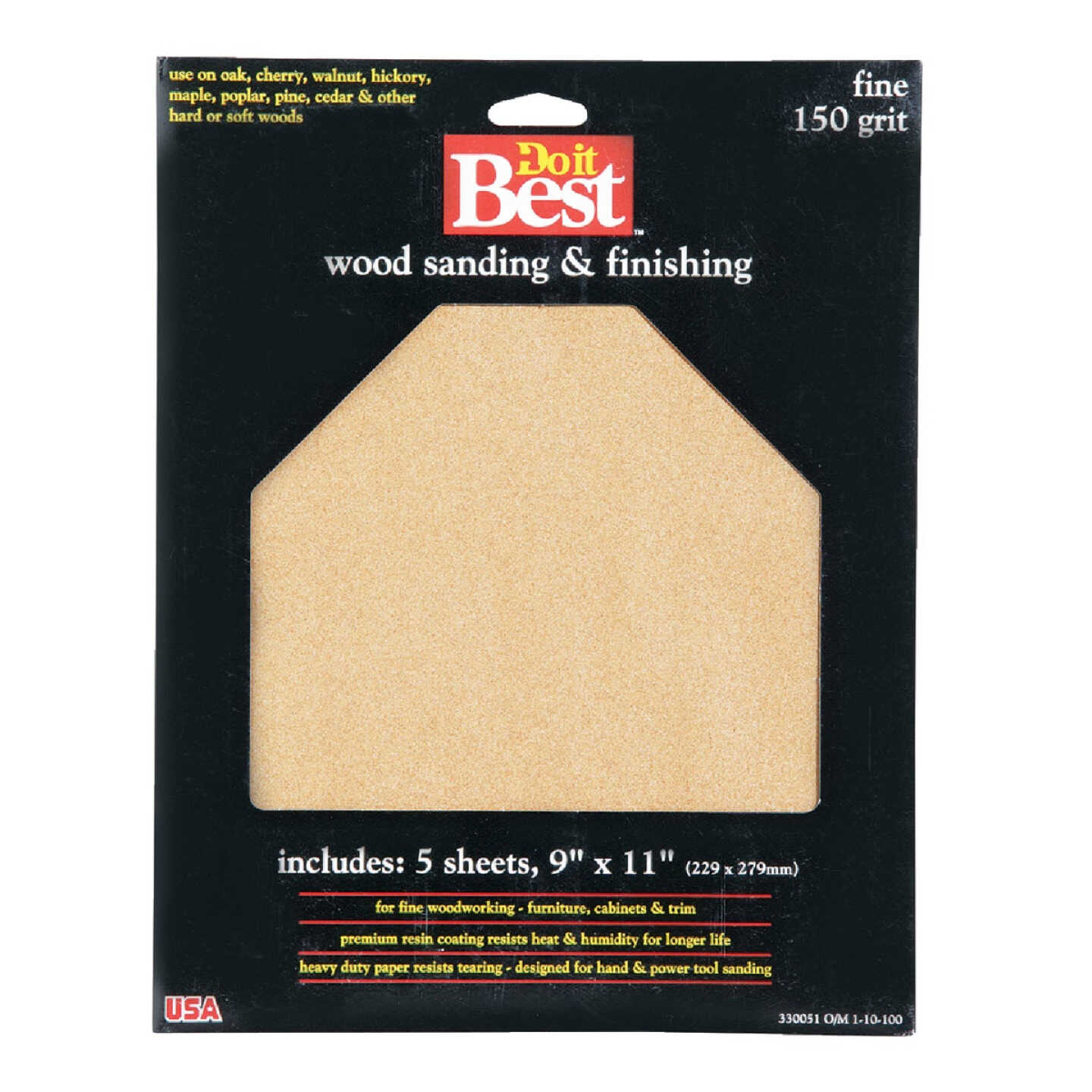 Do it Best Bare Wood 9 In. x 11 In. 150 Grit Fine Sandpaper (5-Pack) Image 1