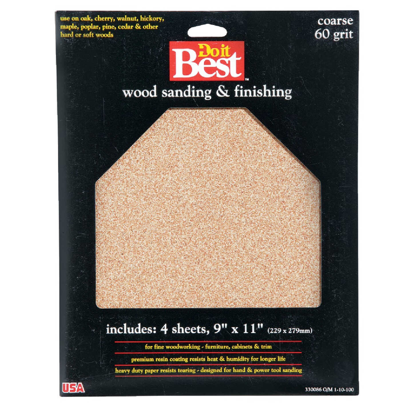 Do it Best Bare Wood 9 In. x 11 In. 60 Grit Coarse Sandpaper (4-Pack) Image 1