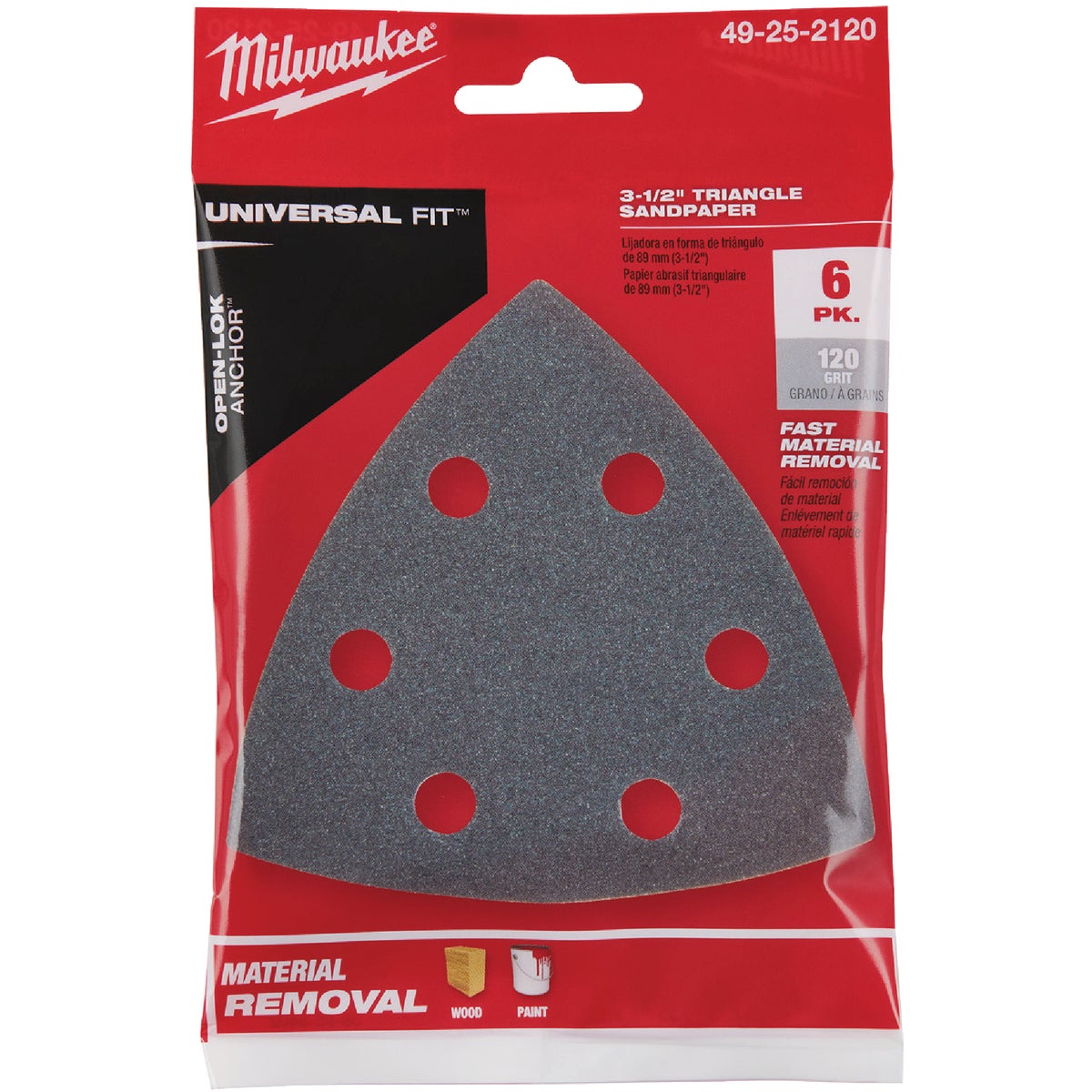 Milwaukee OPEN-LOK 3-1/2 In. 120 Grit Triangle Sandpaper (6-Pack) Image 2
