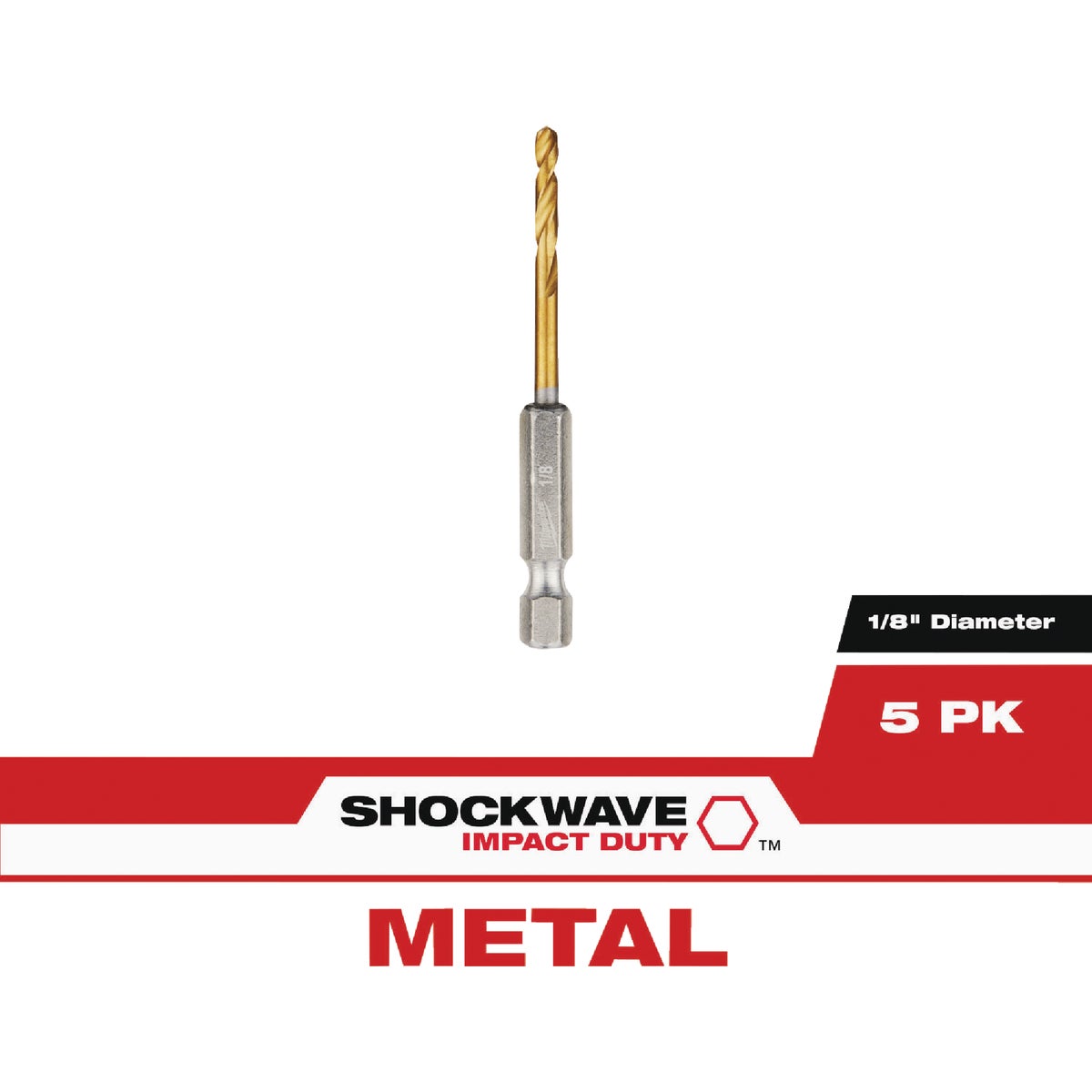 Milwaukee SHOCKWAVE RED HELIX Impact Duty 1/8 In. Titanium Hex Shank Drill Bit (5-Pack) Image 1