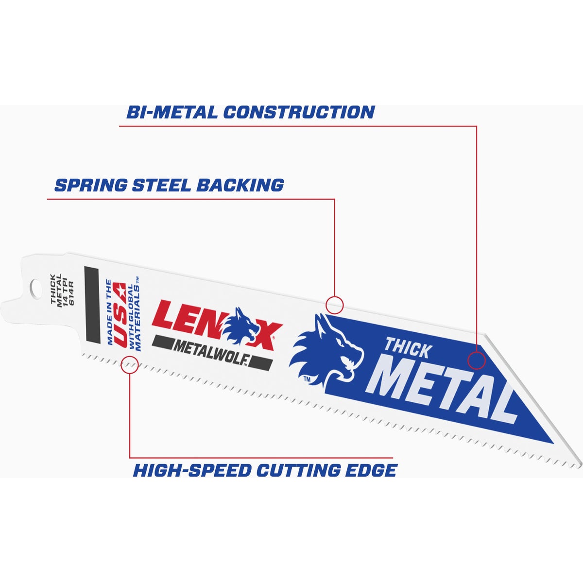 Lenox METALWOLF WAVE EDGE 6 In. 14 TPI Thick Metal Reciprocating Saw Blade (5-Pack) Image 2