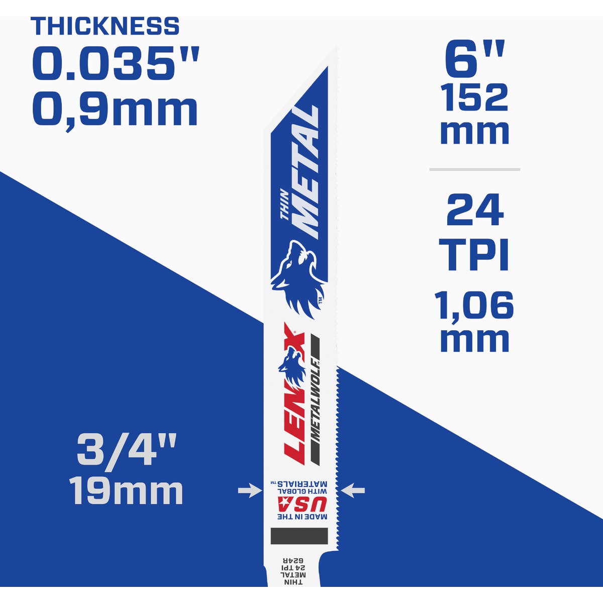 Lenox MULTIWOLF WAVE EDGE 6 In. 24 TPI Thin Metal Reciprocating Saw Blade (5-Pack) Image 3