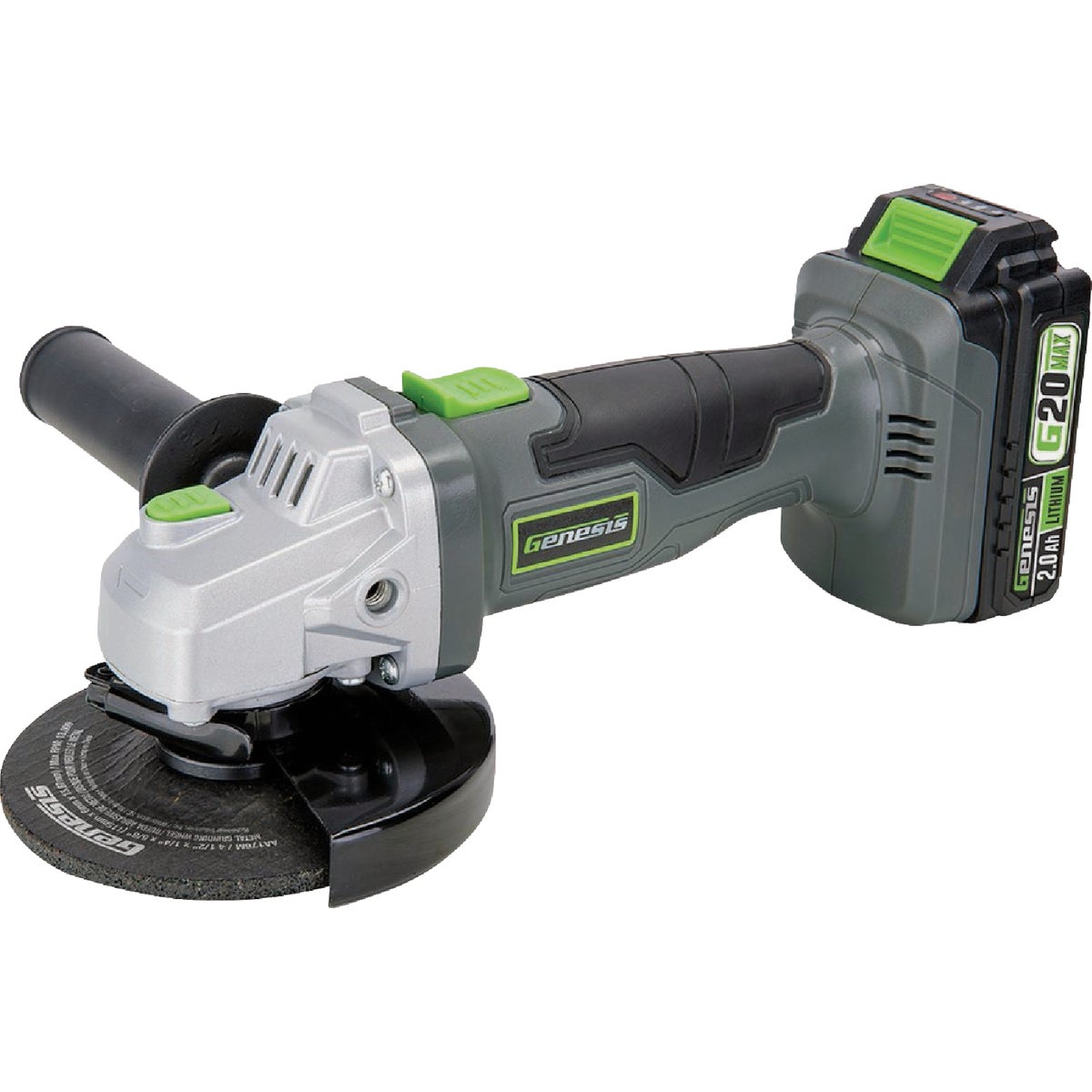 Genesis G20MAX 20V 4-1/2 In. Cordless Angle Grinder Kit with 2.0 Ah Battery & Charger