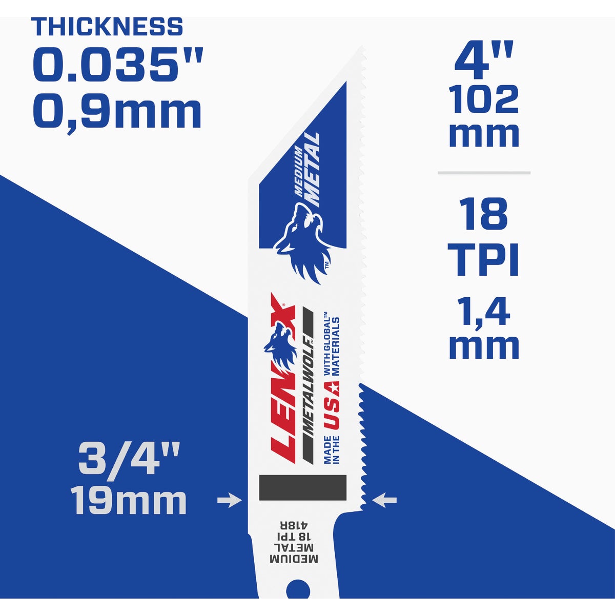 Lenox METALWOLF WAVE EDGE 4 In. 18 TPI Medium Metal Reciprocating Saw Blade Image 3