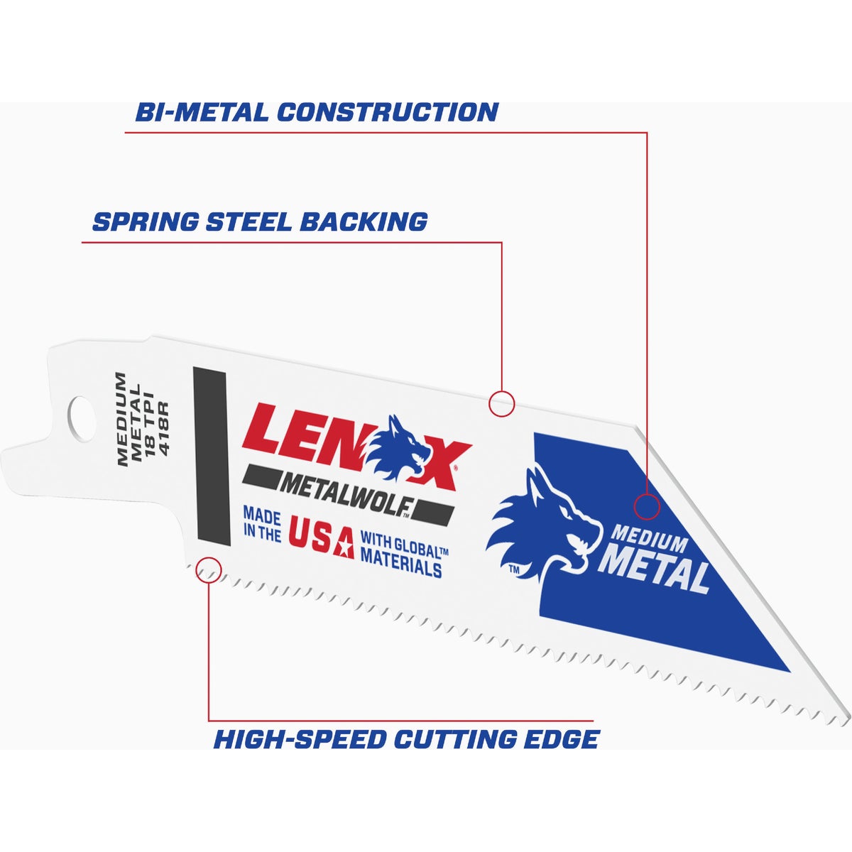 Lenox METALWOLF WAVE EDGE 4 In. 18 TPI Medium Metal Reciprocating Saw Blade Image 2