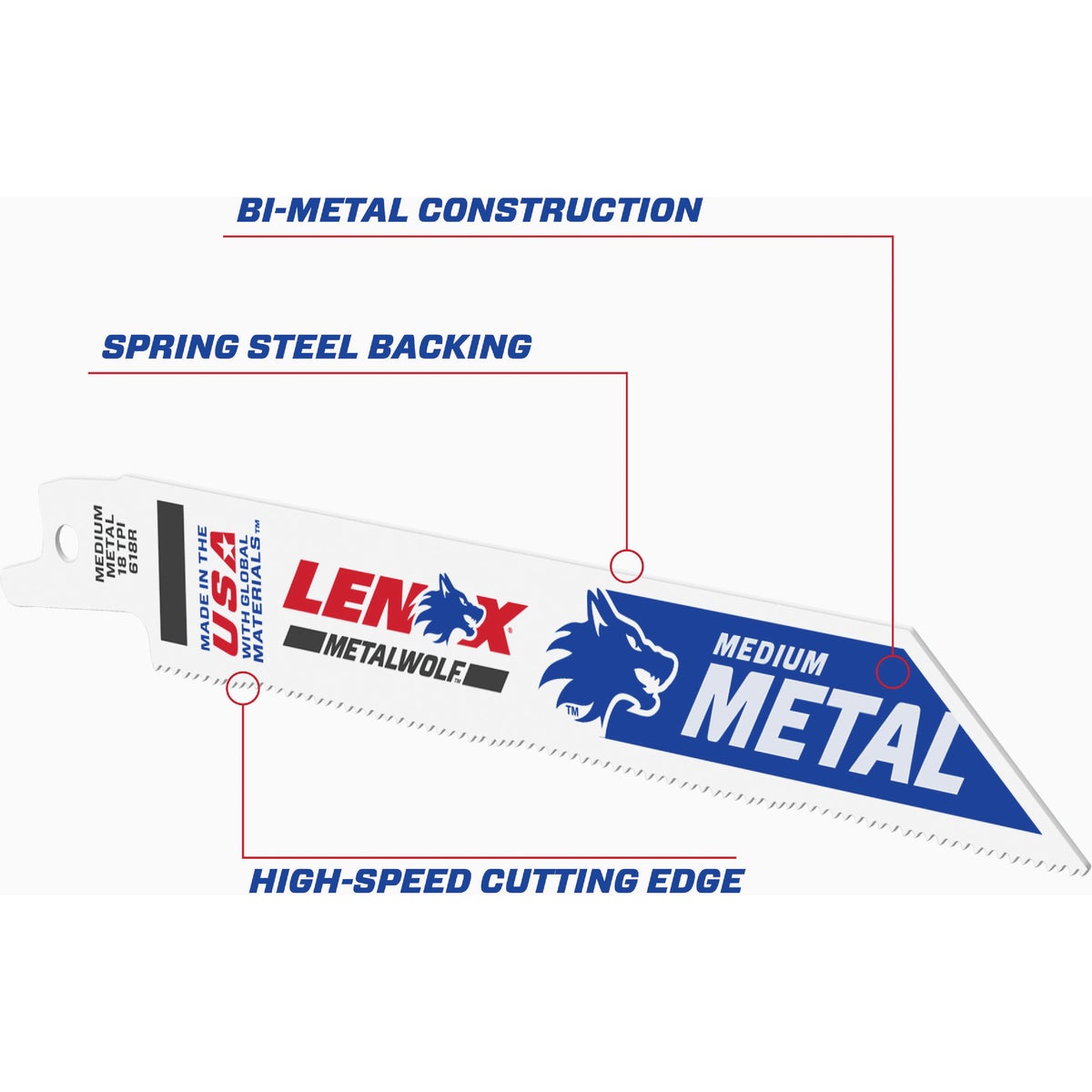 Lenox METALWOLF WAVE EDGE 6 In. 18 TPI Medium Metal Reciprocating Saw Blade Image 2