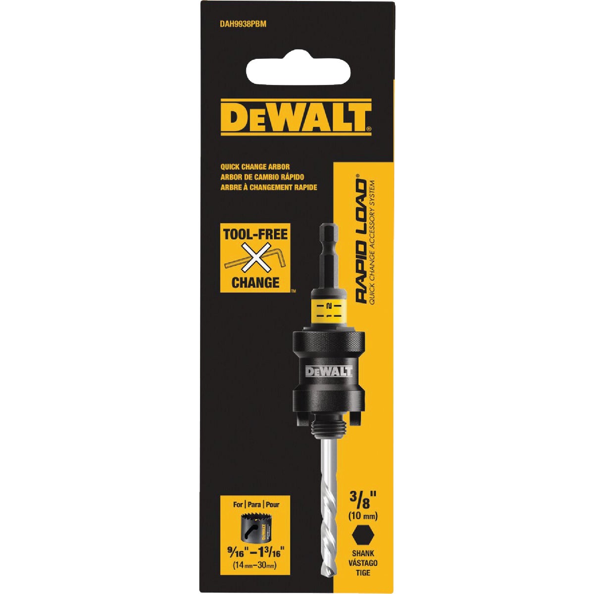 DEWALT 9/16 In. - 1-3/16 In. Quick Change Arbor 3/8 In. Shank Hole Saw Arbor Image 3