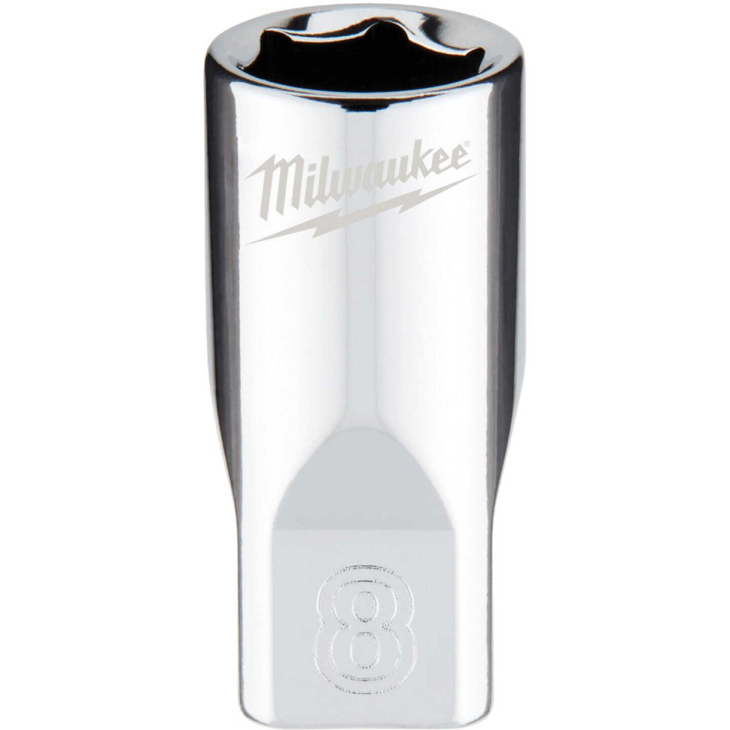 Milwaukee 1/4 In. Drive 8 mm 6-Point Shallow Metric Socket with FOUR FLAT Sides Image 1