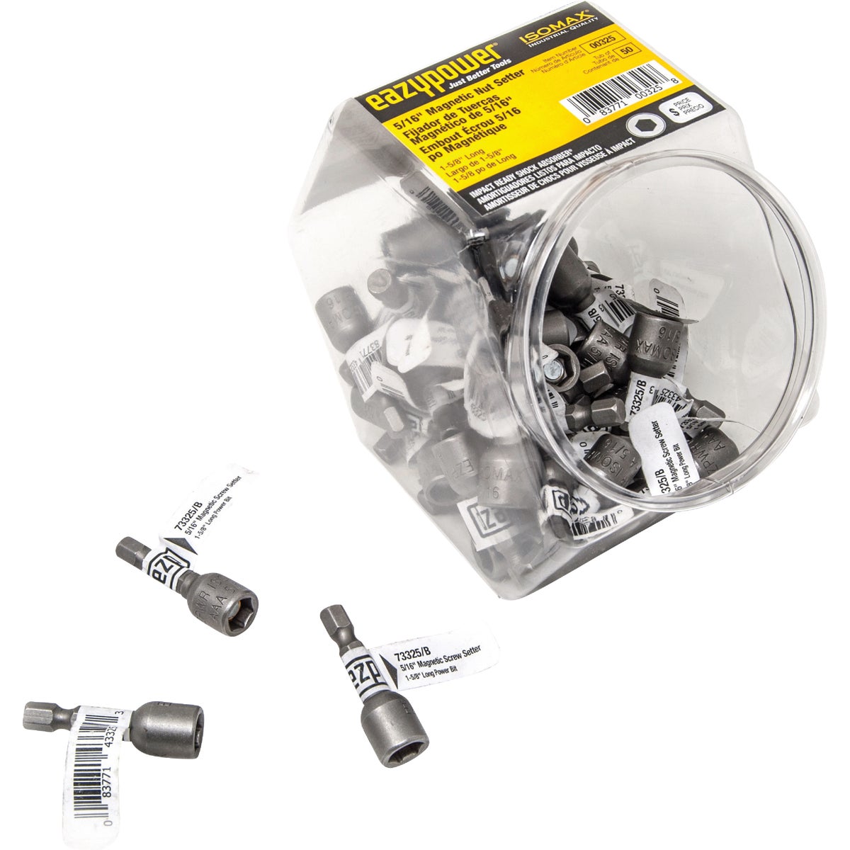 Eazypower 5/16 In. Magnetic Nut Setter Bit 1-5/8 In. (50-Tub) Image 1